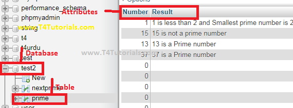 prime number program in php with datbase and form