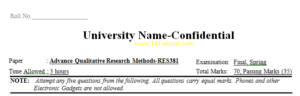 Advance Qualitative Research Methods Past Paper