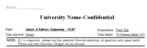 Airport & Railways Engineering Universities Past Paper