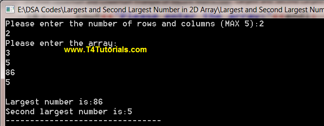 Program to Find Largest and Second Largest Number in 2D Array in CPP (C plus plus) 