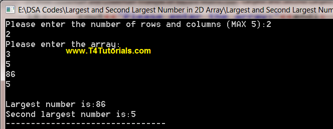 program-to-find-largest-and-second-largest-number-in-2d-array-in-cpp-c-plus-plus-t4tutorials