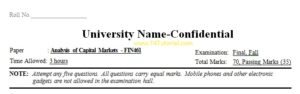 Analysis of Capital Markets Universities Past Papers