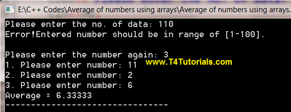 Program to Calculate Average of Multiple Numbers Using Arrays in CPP (C plus plus)