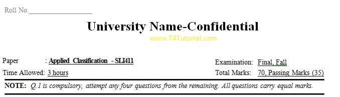 Applied Classification Past Papers