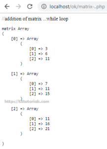 Code Of Addition Of The Matrix In Php 