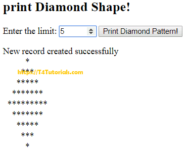 Diamond Shape Program Code in PHP