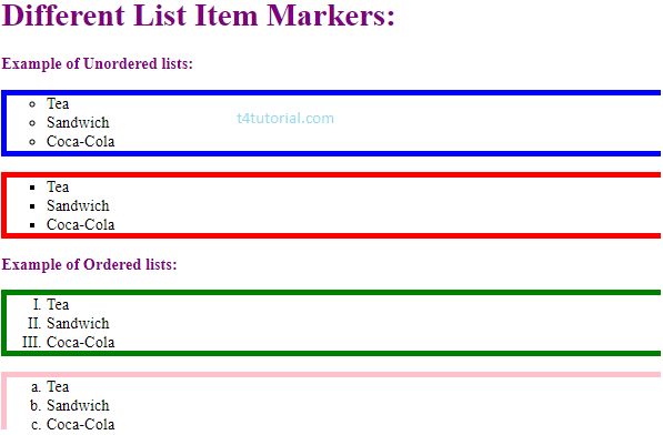Different List Item Markers in HTML-CSS