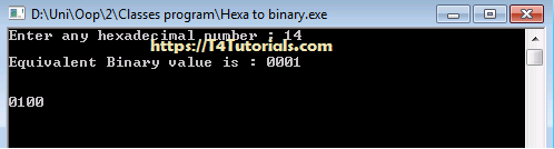 HexaDecimal to Binary Program with Classes and Objects in OOP (C++)
