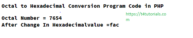 Octal to Hexadecimal Conversion Program Code in PHP