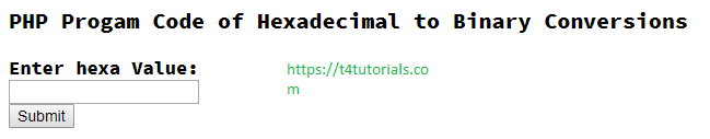 PHP Progam Code of Hexadecimal to Binary Conversions