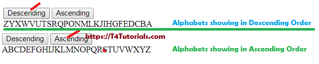 How To Show Alphabets In Ascending And Descending Order In Php T4tutorials Com