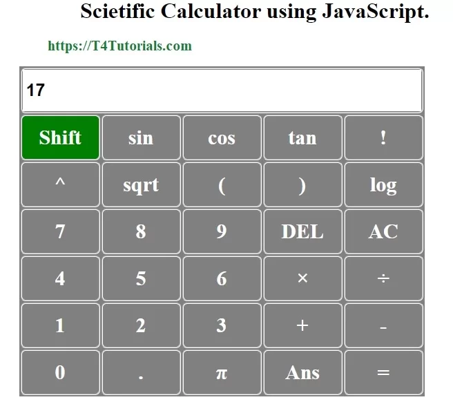 Scientific Calculator Using JS