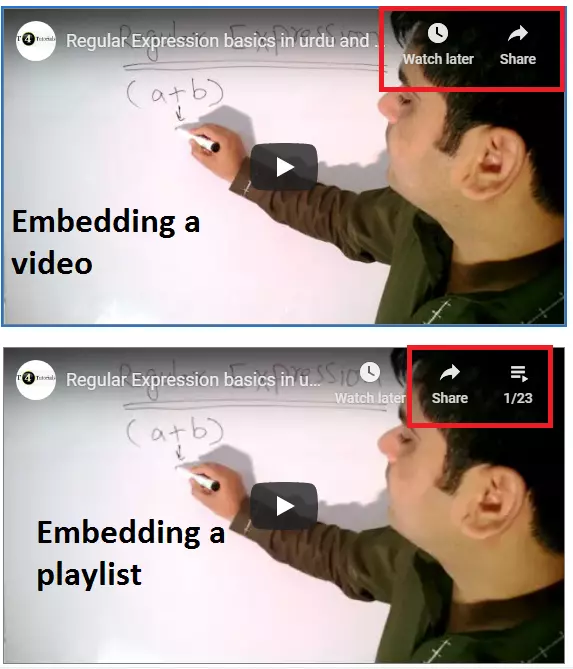 Comparison of Embedding a playlist and embedding a video