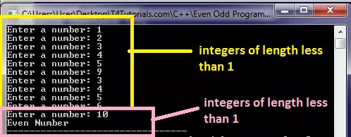 Even Odd Program with only integers of length 2 or higher