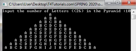 C++ Program to display the pattern like pyramid using the alphabet.
