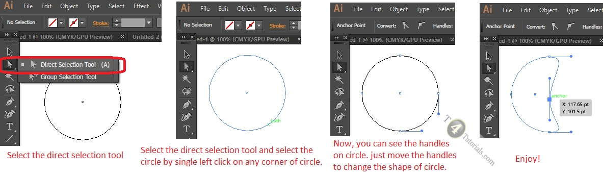 How To Change The Shape Of A Circle With Point In Adobe Illustrator 