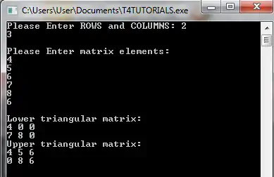 C++ lower and upper triangles of a square matrix
