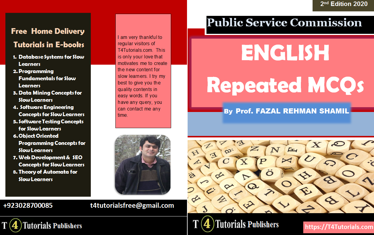 English Repeated MCQs by Prof. Fazal Rehman Shamil