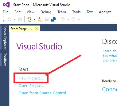 How to start a new project in visual studio
