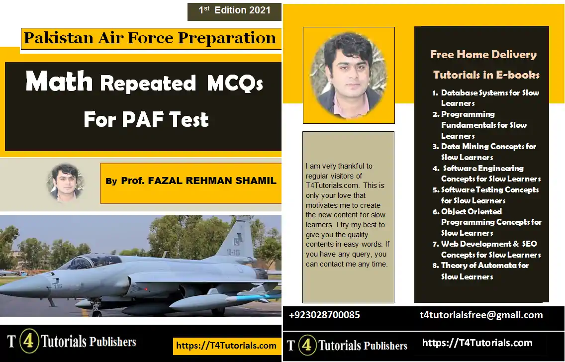 PAF Written test preparation Mathematics Repeated MCQs by Prof. fazal rehman shamil