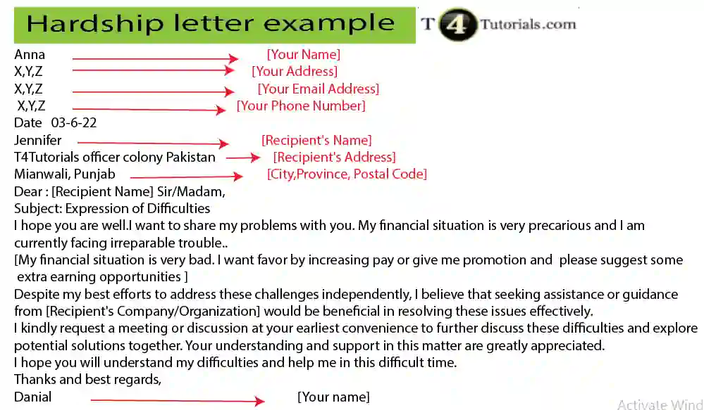 How to write hardship letter? example – T4Tutorials.com