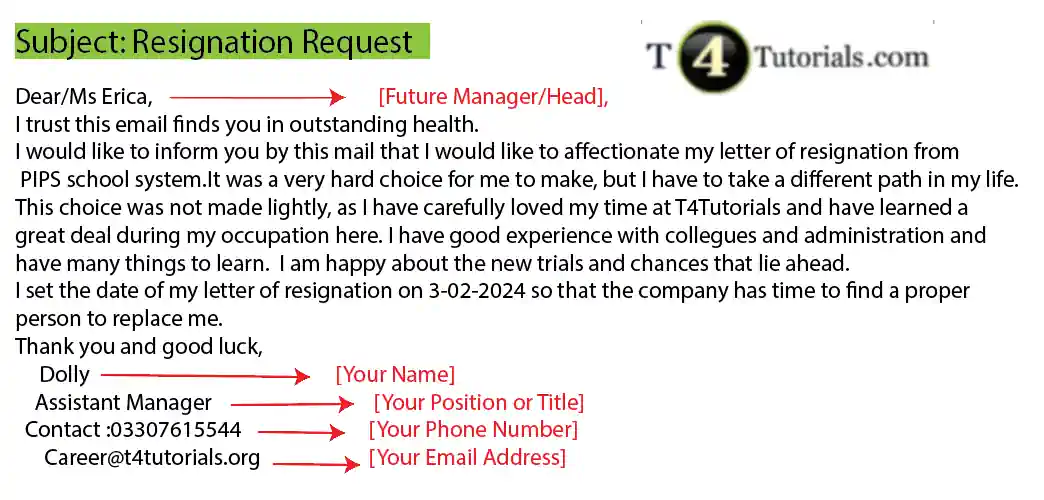 How do you write a resignation email to Boss or Manager? | T4Tutorials.com